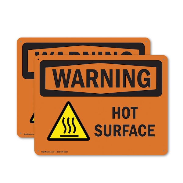 Signmission Hot Surface Sign, 10 in H x 14 in W, Plastic, Hot Surface With Symbol OS-2PACK-WS-P-1014-L-12188 - main